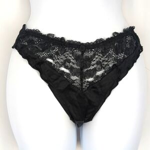 Vintage 1997 Victoria's Secret Second Skin Satin Black Bikini Panties Large